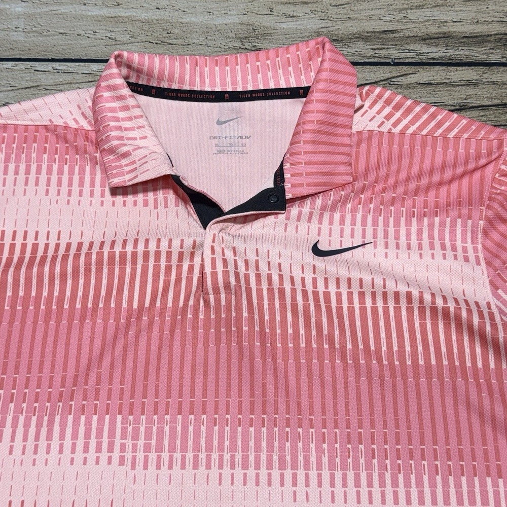 Nike Polo Shirt Mens XL Pink Tiger Woods Dri-FIT ADV Snap Golf Banyan Cay DN2237